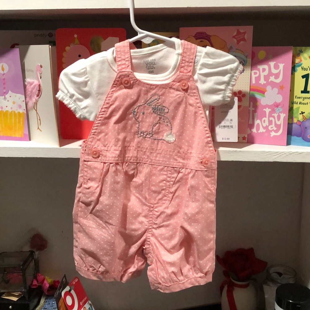 Two piece pink bunny overall